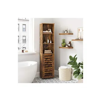 Dulap de depozitare pentru baie, Vasagle, Maro Rustic, 40 x 30 x 167 cm, BBK160X01