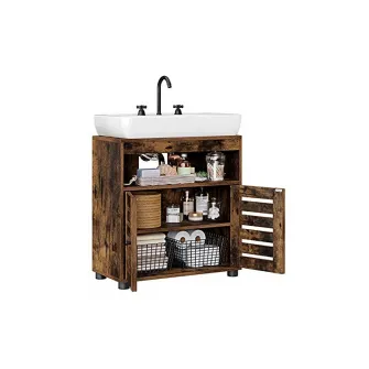 Dulap de depozitare pentru chiuveta, Vasagle, 2 usi, Maro Rustic, 60 x 30 x 63 cm