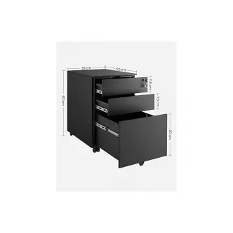 Dulap mobil cu inchidere, Songmics, Negru, OFC60BK, 52 x 39 x 60 cm