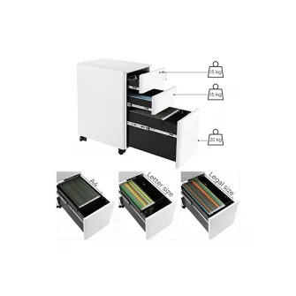 Dulap mobil cu incuietoare, Songmics, Alb, OFC030W01, 30 x 46 x 59 cm
