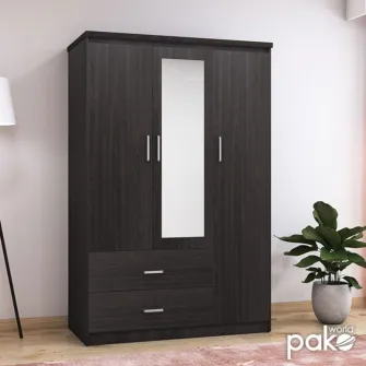 Dulap Olympus Cu 3 Usi Si Sertare + Oglinda Culoare Wenge 120x57x183 cm