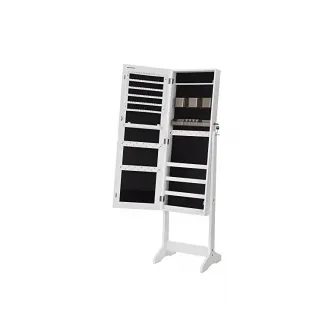 Dulap pentru depozitare bijuterii si oglinda, Songmics, UJJC002W01, Plastic