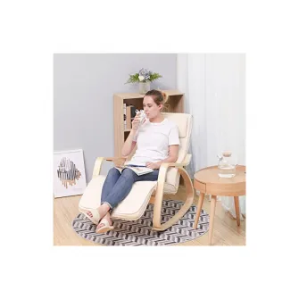 Fotoliu balansoar, Songmics, Bej, LYY10M, 150 Kg, 67 x 115 x 91 cm