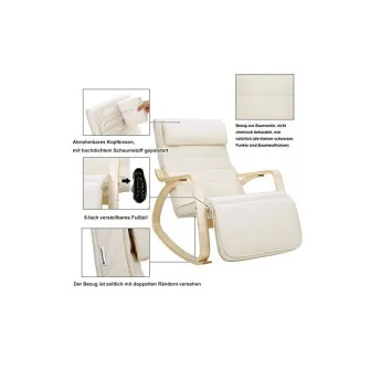 Fotoliu balansoar, Songmics, Bej, LYY10M, 150 Kg, 67 x 115 x 91 cm