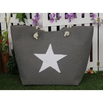 Geanta de plaja, Star Gri, 38x57 cm