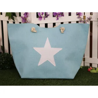 Geanta de plaja, Star Turcoaz, 38x57 cm