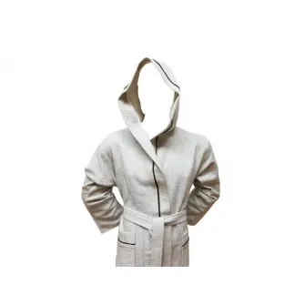 Halat de Baie Tricotat cu Gluga, Unisex, Fabio Gri