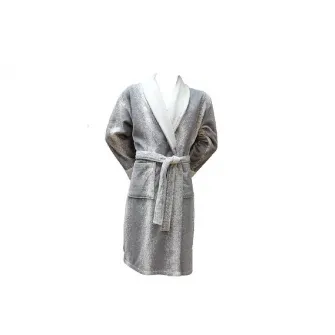 Halat de Baie, Unisex, Flume Alb-Gri