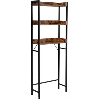 Raft baie wc, Vasagle, Maro-Negru, 63x25x165 cm