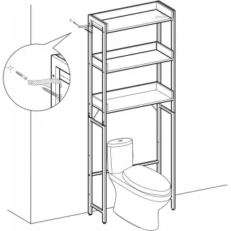 Raft baie wc, Vasagle, Maro-Negru, 63x25x165 cm