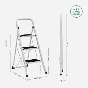 Scara cu treapta, Songmics, Alb, GSL03WT