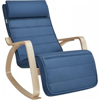 Scaun balansoar, Songmics, Albastru, 121.5x67x84 cm