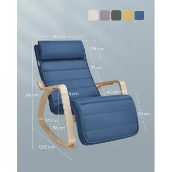 Scaun balansoar, Songmics, Albastru, 121.5x67x84 cm