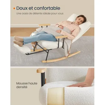 Scaun balansoar Songmics Crem, 113.5 x 60 x 28.5 cm