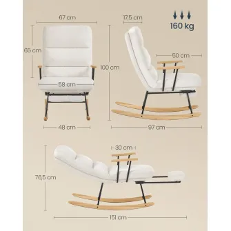 Scaun balansoar Songmics Crem, 113.5 x 60 x 28.5 cm