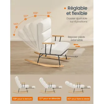 Scaun balansoar Songmics Crem, 113.5 x 60 x 28.5 cm