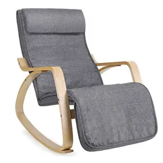 Scaun balansoar, Songmics, Gri, 121.5x67x84 cm