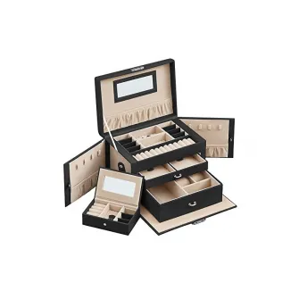Set 2 cutii de bijuterii, Songmics, 18 x 26 x 17 cm, JBC121B, Negru