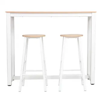 Set bar masa si scaune pentru sufragerie Marle culoare lemn natural - alb picior 120x40x100cm
