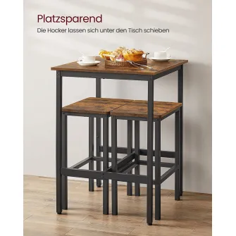 Set masa de bar, Vasagle, Maro-Negru, 60x60x90 cm