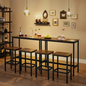Set Masa si Scaune tip Bar Vasagle, 100x40x90cm/30x40x65cm