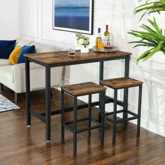 Set Masa tip Bar Vasagle, 120x60x90cm/40x30x65cm