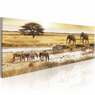 Tablou - Africa: at the waterhole 135x45 cm
