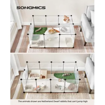 Tarc pentru animale de companie, modular, , Songmics, Alb, 125x63x42 cm