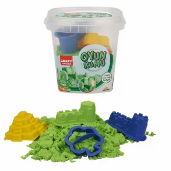 S01000454 Caldarusa cu nisip kinetic Verde 350g. cu 3 forme incluse Crafy Sand