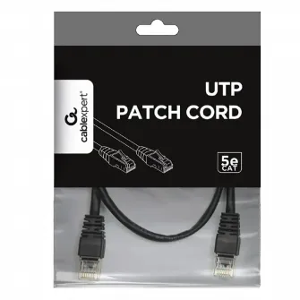 1 m, Patch Cord Black, PP12-1M/BK, Cat.5E, Cablexpert, molded strain relief 50u