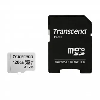 128GB MicroSD (Class 10) UHS-I (U3) +SD adapter, Transcend 
