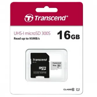 Карта памяти Transcend microSDHC 300S, 16Гб (TS16GUSD300S-A)