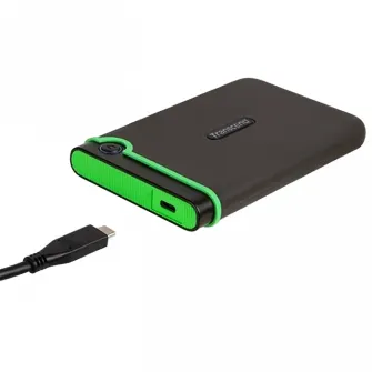 2.0TB (USB3.1/Type-C) 2.5 Transcend StoreJet 25M3C, Iron Gray, Rubber Shock-Resistant, 1T Backup