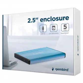 2.5 SATA HDD External Case miniUSB3.0, Aluminum Blue, Gembird EE2-U3S-3-B