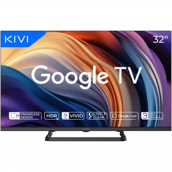32'' LED SMART TV KIVI 32H710QB +PULT!, 1366x768 HD, Google TV, Negru