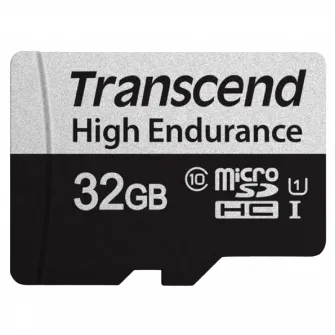 .32GB MicroSD (Class 10) UHS-I (U1),+SD adapter, Transcend TS32GUSD350V (R/W:95/40MB/s, Endurance)