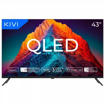 43'' QLED SMART TV KIVI 43U770QB, 3840x2160 4K UHD, Android TV, Negru