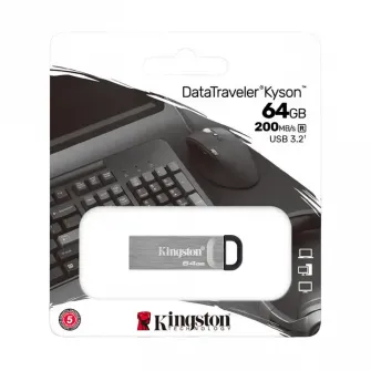 USB Flash накопитель Kingston DataTraveler Kyson, 64Гб, Серебристый
