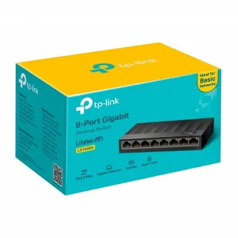 .8-port 10/100/1000Mbps Switch TP-LINK LiteWave LS1008G, Plastic Case