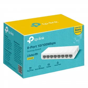 .8-port 10/100Mbps Desktop Switch  TP-LINK LiteWave LS1008, Plastic Case