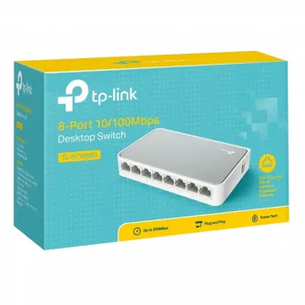 .8-port 10/100Mbps Desktop Switch  TP-LINK TL-SF1008D, Plastic Case