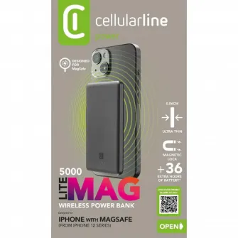 Acumulator extern Cellularline MAG LITE 5000mAh, Gri