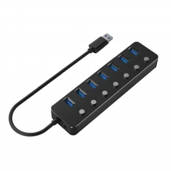 USB-концентратор Gembird UHB-U3P7P-01, Чёрный