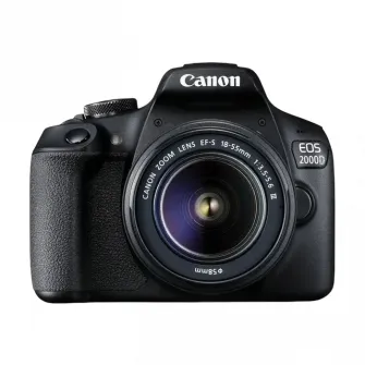 Aparat foto DSLR Canon EOS 2000D + EF-S 18-55 DC III, Negru
