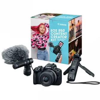 Aparat Foto Mirrorless Canon EOS R50 Black Content Creator Kit