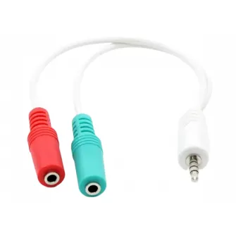 Аудио адаптер Cablexpert CCA-417W, 3.5mm 4-pin (M) - 2x 3.5mm 3-pin (F), 0,2м, Белый