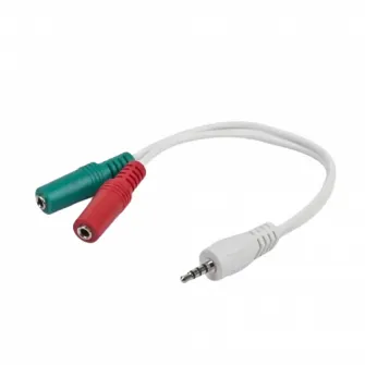 Аудио адаптер Cablexpert CCA-417W, 3.5mm 4-pin (M) - 2x 3.5mm 3-pin (F), 0,2м, Белый