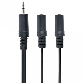 Аудиокабель Cablexpert CCA-415, 3.5mm 3-pin (M) - 2x 3.5mm 3-pin (F), 5м, Чёрный