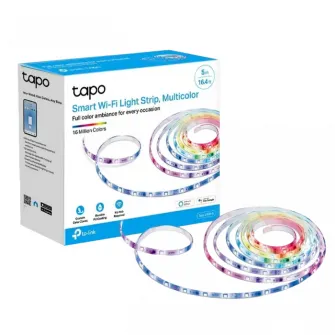 Banda LED RGBIC inteligenta TP-LINK Tapo L920-5, Wi-Fi, control vocal, sincronizare muzica, 20.5W, 2100 lm, compatibil Amazon Alexa si Google Assistant, 220-240V, 5m