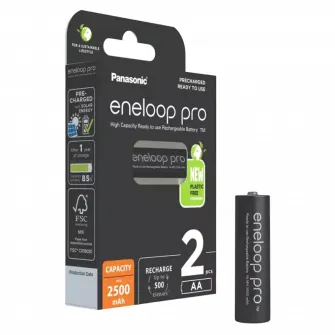 Baterii Panasonic BK-3HCDE/2CP, AA, 2500mAh, 2 buc.